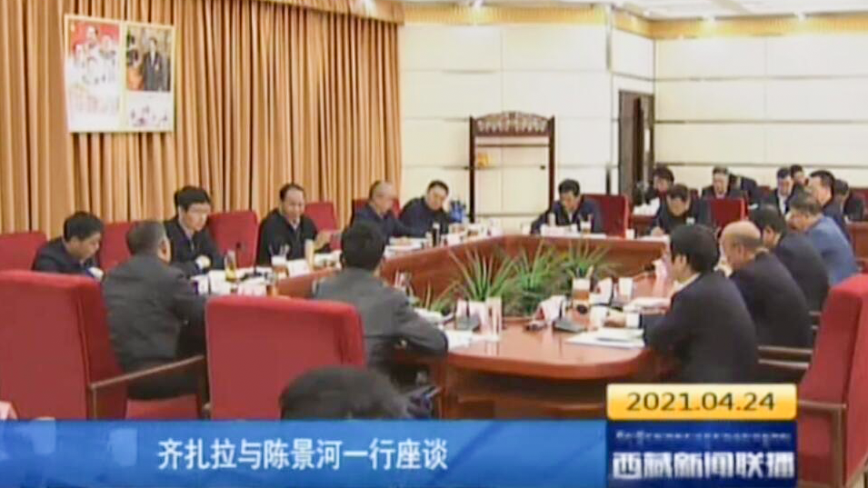西藏自治区主席齐扎拉与陈景河董事长座谈